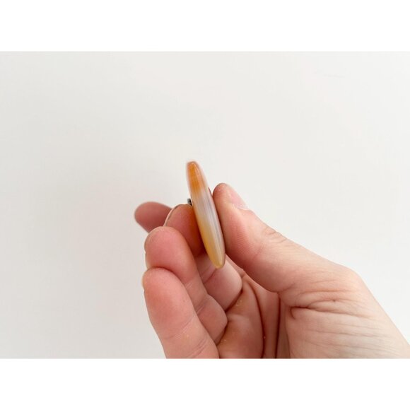 Carnelian Agate Stone Rectangular Geometric Shaped Large Silver Vintage Pendant - Picture 8 of 12